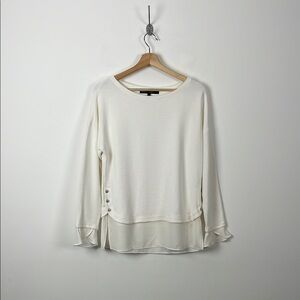 White House Black Market Elegant White Women's M Ribbed Long Sleeve Sweater Top